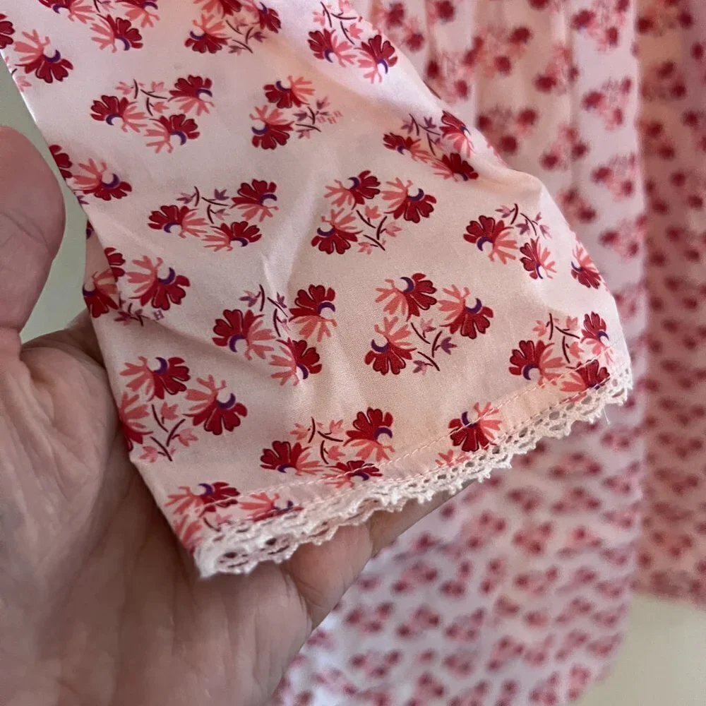 Hill House The Tiny Lottie Dress Pink Spaced Floral Cotton